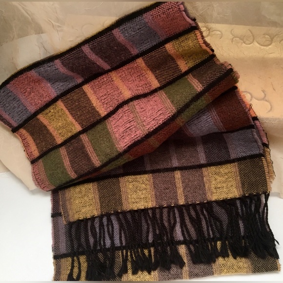 Colorful block squares wrap around scarf - Picture 2 of 6